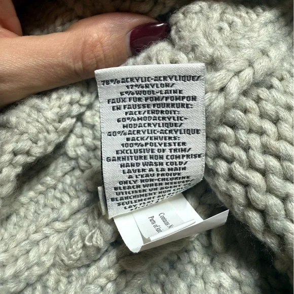 UGG Light Gray Cable Knit Beanie with Pom - Picture 5 of 5